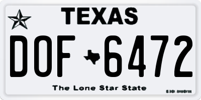 TX license plate DOF6472