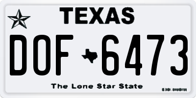 TX license plate DOF6473