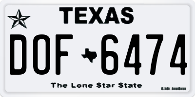 TX license plate DOF6474