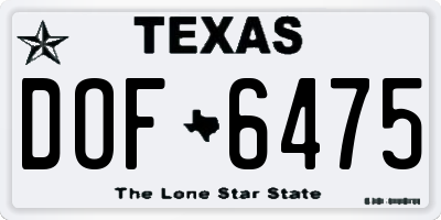 TX license plate DOF6475