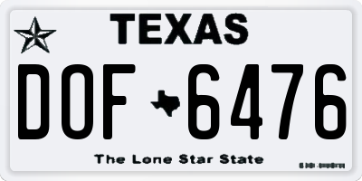 TX license plate DOF6476