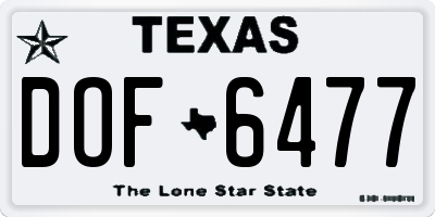TX license plate DOF6477