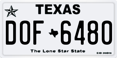 TX license plate DOF6480