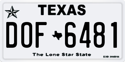 TX license plate DOF6481