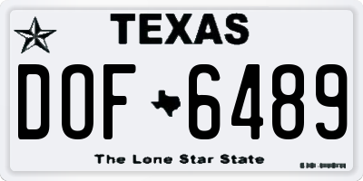 TX license plate DOF6489