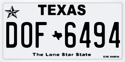 TX license plate DOF6494
