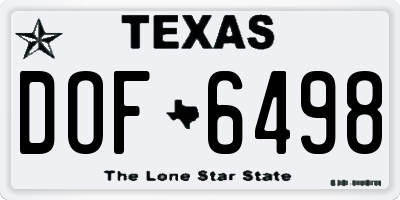 TX license plate DOF6498