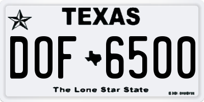 TX license plate DOF6500