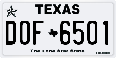 TX license plate DOF6501