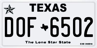 TX license plate DOF6502