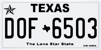 TX license plate DOF6503