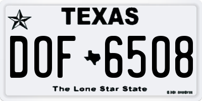 TX license plate DOF6508
