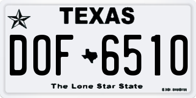 TX license plate DOF6510