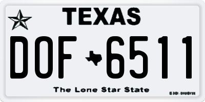 TX license plate DOF6511