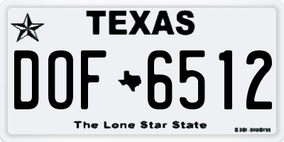 TX license plate DOF6512