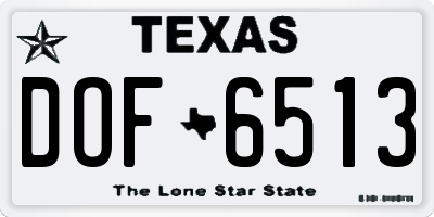 TX license plate DOF6513