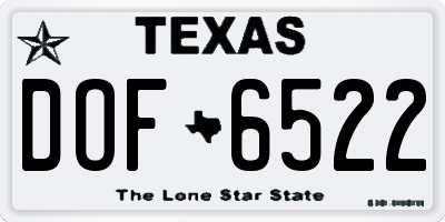 TX license plate DOF6522
