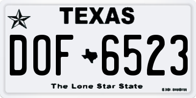 TX license plate DOF6523