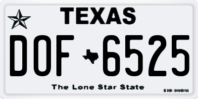 TX license plate DOF6525