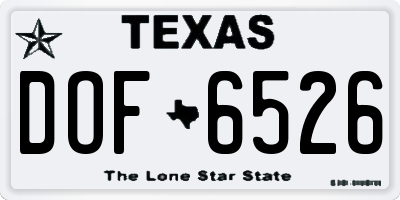 TX license plate DOF6526