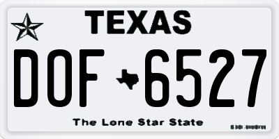TX license plate DOF6527