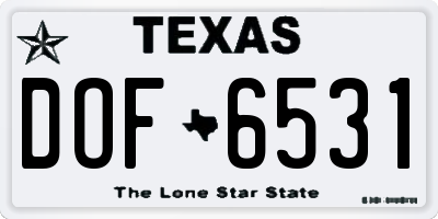 TX license plate DOF6531