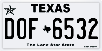 TX license plate DOF6532