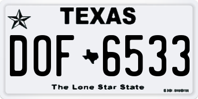 TX license plate DOF6533