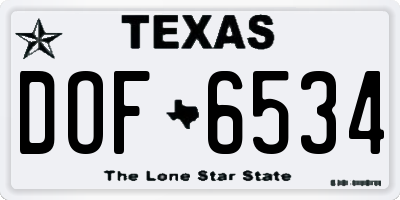 TX license plate DOF6534