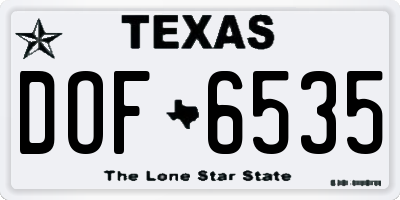 TX license plate DOF6535