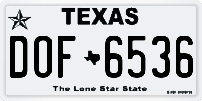 TX license plate DOF6536