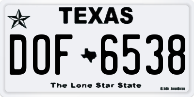 TX license plate DOF6538