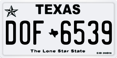 TX license plate DOF6539