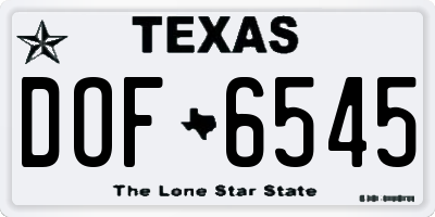 TX license plate DOF6545