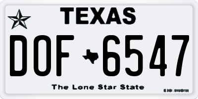 TX license plate DOF6547