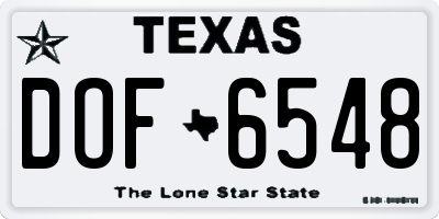 TX license plate DOF6548