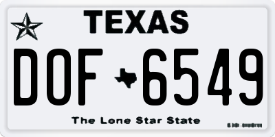 TX license plate DOF6549
