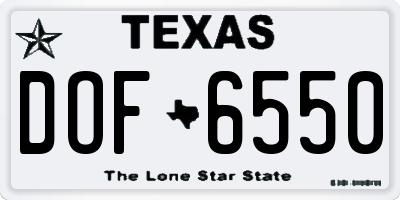 TX license plate DOF6550
