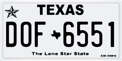 TX license plate DOF6551