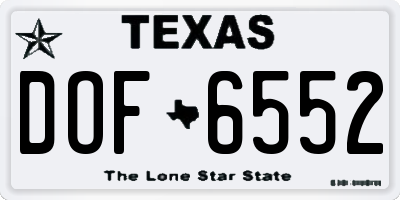 TX license plate DOF6552