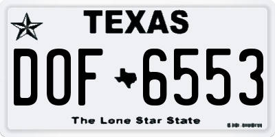 TX license plate DOF6553