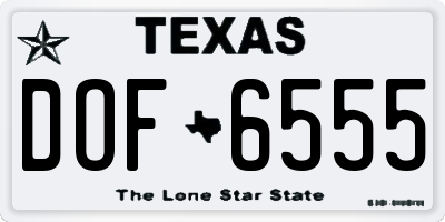 TX license plate DOF6555