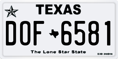TX license plate DOF6581