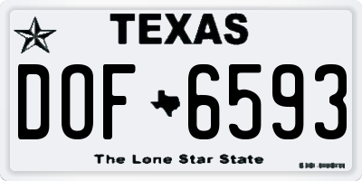 TX license plate DOF6593