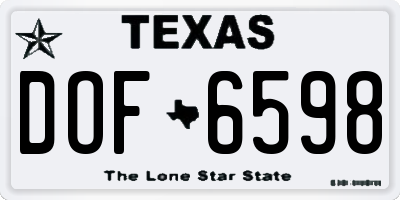 TX license plate DOF6598