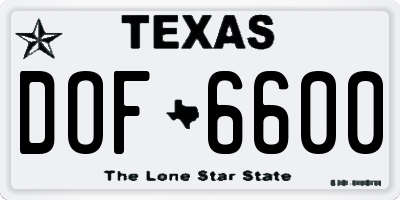 TX license plate DOF6600