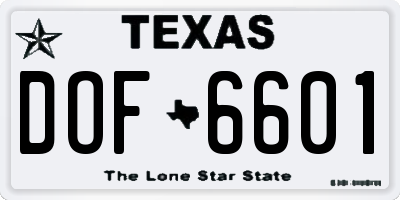 TX license plate DOF6601