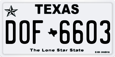 TX license plate DOF6603