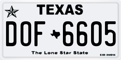 TX license plate DOF6605