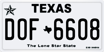 TX license plate DOF6608